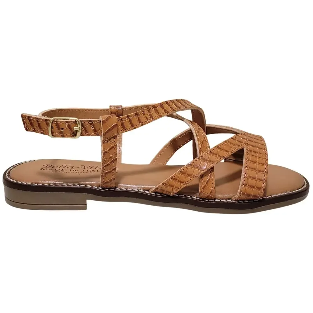Bella Vita Women Tya-Italy Slingback Strappy Sandals Size US 8WW Natural Leather